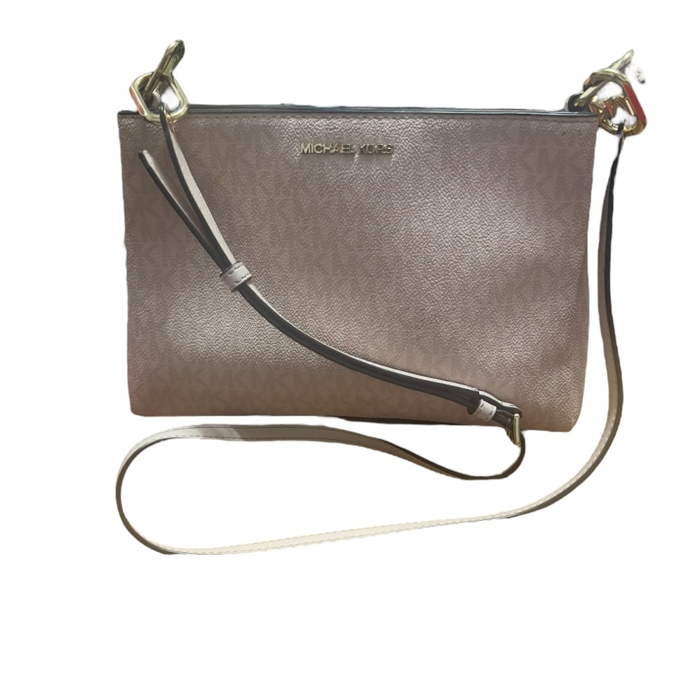 NWT Michael Kors Trisha Medium Triple Compartment Crossbody Bag Powder Blush